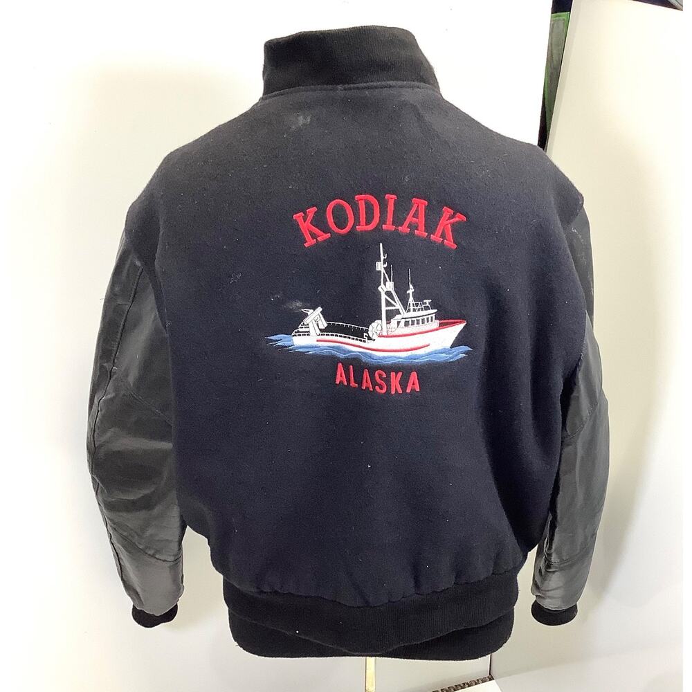Kodiak Alaska Ship Jacket Coat Mens Sz XL Full Snap Excelled NY USA Wool Leather